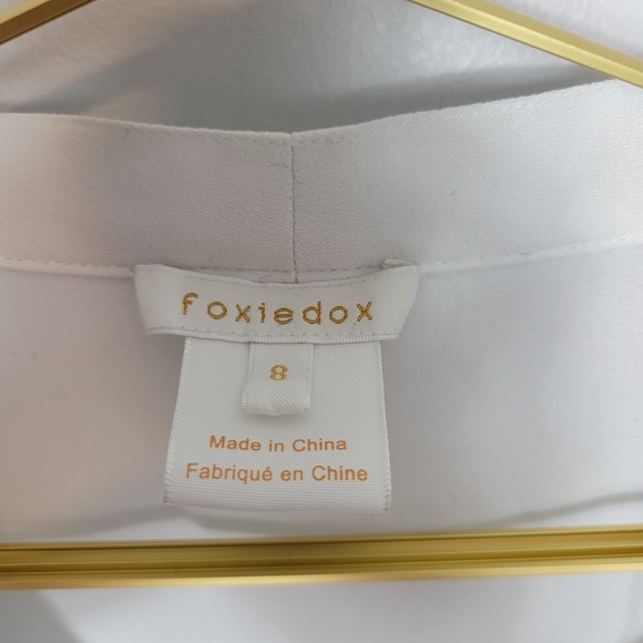 NWOT 8 Foxiedot White Tie Front Neckline Blouse - Picture 6 of 6